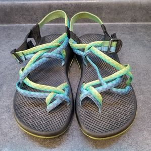 Women's Chaco ZX2 Sandals Blue/green thin straps